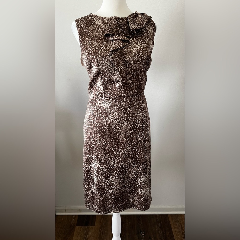 LOFT Animal Print Ruffle Front Dress